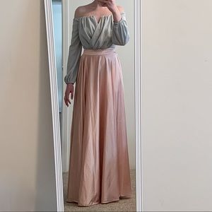 Forever 21 pink satin A-line maxi skirt